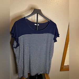Maurices Navy and White Striped Short Sleeve Top